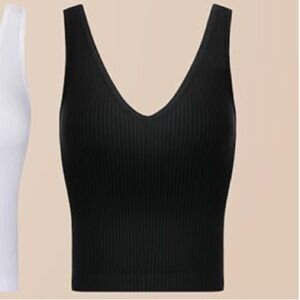 lemonsky 2 Ribbed Tank Tops Women V-Neck Seamless Stretchy Camisole Tank
Tops XL